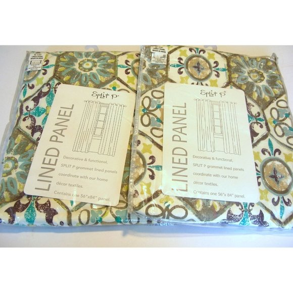 Split P Other - Split P Lined Curtain Panels Grommet Top 56" x 84" Orleans Design New One Pair